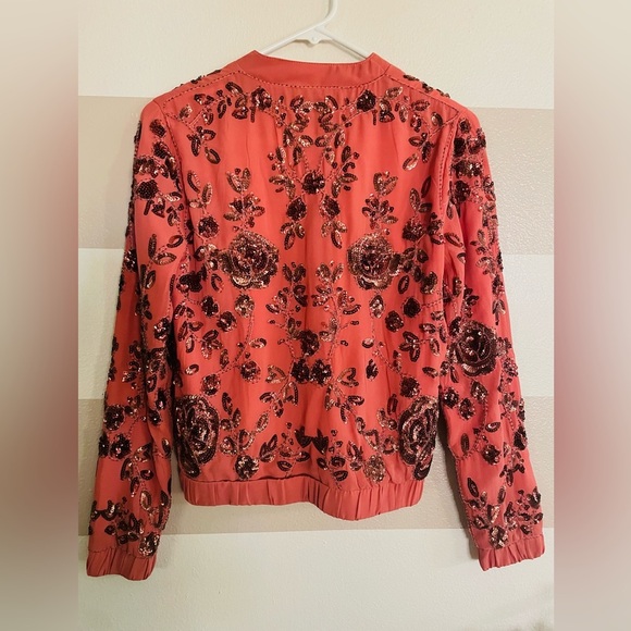 Endless Rose Coral  Bomber Jacket with Floral Design - Picture 13 of 16